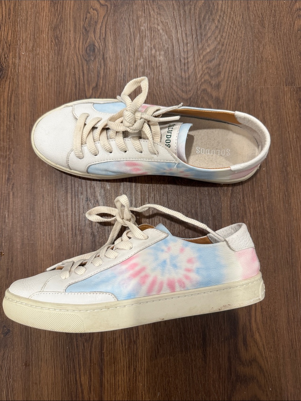 Soludos White Pink Blue Tie-Dye Low-Top Sneakers